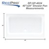 RecPro RV 40" x 24" White Shower Pan | Camper