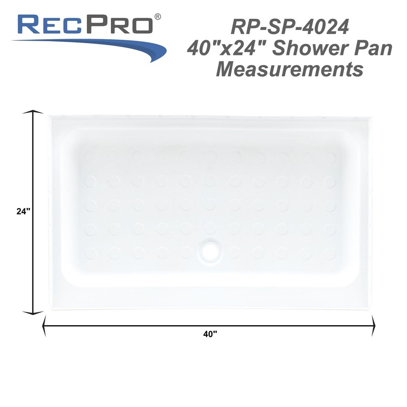 RecPro RV 40" x 24" White Shower Pan | Camper