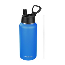 YEBTS Life Insulated Water Bottle With Straw,32 oz Vacuum Insulated Stainless Steel Sports Water Flask,Keeps Cold and Hot,Metal Water Bottle Wide Mouth for Gym Travel Camping (Ocean blue)