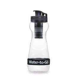 WATER TO GO Filter Bottle with Replaceable 3 Stage Filter which removes 99.99% of Bacteria & Contaminents and Improves Taste - Hiking, Camping & Travelling - BPA Free, 50cl (BLACK)