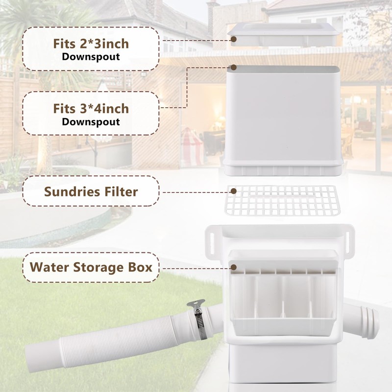 Rainwater Collection System, Rain Barrel Diverter Kit for 2x3”and 3x4”