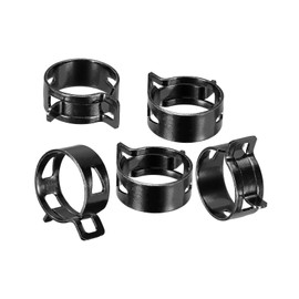 M METERXITY Pack of 5 Spring Pipe Clamp - Industrial Steel Band Clamp Fuel Line (32 mm Black)