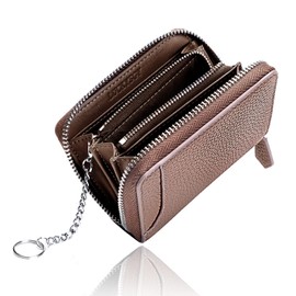 Coin Purse, Men's, Genuine Leather, Coin Case, Mini Wallet, 8 Card Slots, Key Ring, Compact, Small Wallet, Carbon Leather, 3 Types Available, Reishi Pattern Cowhide - Khaki