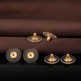 DELECOE 12mm Locking Earring Backs,18K Gold Plated 925 Sterling Silver Earring Backs Replacements for Diamond Studs Hypoallergenic Secure Earring Backs Gold Color