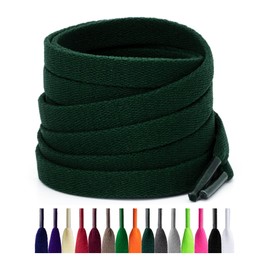 Puzeam 2 Pairs Flat Shoe Laces for Sneakers, (8mm Width) Replacement Shoe Laces for Casual Shoes, Sports Shoes, Trainers, dark green