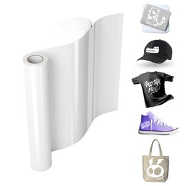 12" x 20ft White Heat Transfer Vinyl Rolls, White HTV Vinyl for T-Shirt, White Iron on Vinyl, Easy to Cut and Weed for DIY Heat Vinyl Design