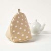 HOMESCAPES Double Design Tea Cosy Stars Beige Teapot Warmer Cotton