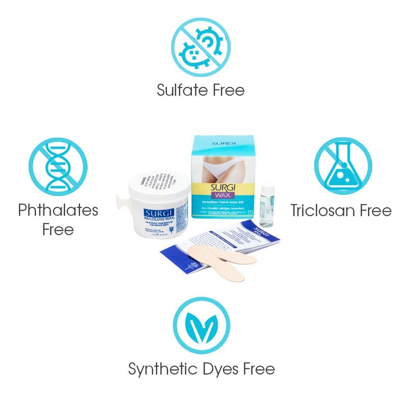 Surgiwax Brazilian Hard Wax Kit - Microwaveable Wax Strip-Free Formula