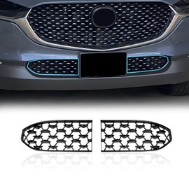 LUWU Front Grill Mesh Compatible With 2023 2024 2025 Mazda CX-30 Front Mesh Grill Inserts Trims Front Mesh Grille Cover Guard for 2024 2025 Mazda CX30 Car Exterior Accessories ABS Material, 2PCS