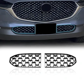 LUWU Front Grill Mesh Compatible With 2023 2024 2025 Mazda CX-30 Front Mesh Grill Inserts Trims Front Mesh Grille Cover Guard for 2024 2025 Mazda CX30 Car Exterior Accessories ABS Material, 2PCS