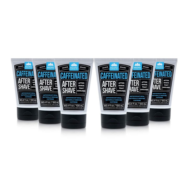 Pacific Shaving Company Caffeinated Aftershave - Helps Reduce Appearance of Redness, With Safe, Natural, and Plant-Derived Ingredients, Soothes Skin, Paraben Free, Made in USA, 3 oz (6-Pack)