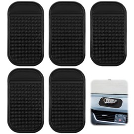 BOHUIZ 5Pcs Car Dashboard Sticky Pad, Upgraded Thicker Anti-Slip Dash Mat Black Non-Slide Dash Pad for Phone, Keys, Glasses, GPS, Coins, Vehicle Ornament
