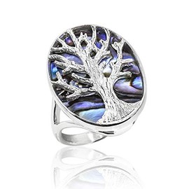 Honolulu Jewelry Company Sterling Silver Abalone Paua Shell Tree of Life Ring (6)