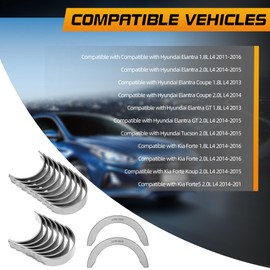 21020-2E100 STD Connecting Rod Bearings & Crankshaft Main Bearing Set, Fit for Hyundai Tucson Elantra GT Coupe, for Kia Optima Forte Forte5 Soul 1.8L 2.0L 2011-2016, Replace 23060-2E100 21020-2E100