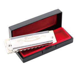 East top Harmonica, Diatonic Blues Harmonica Key of C, 10 Holes Blues Harp Diatonic Blues Mouth Organ T008, Silver Harmonica For Adults, Professional Player and Students