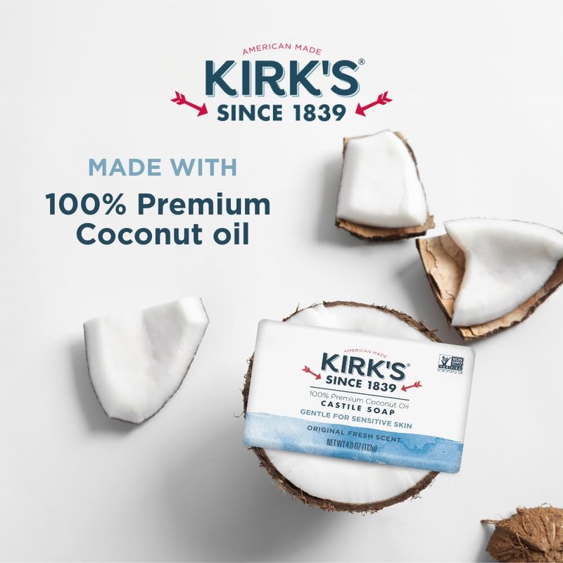Kirk's Castile Bar Soap for Men, Women, & Children -