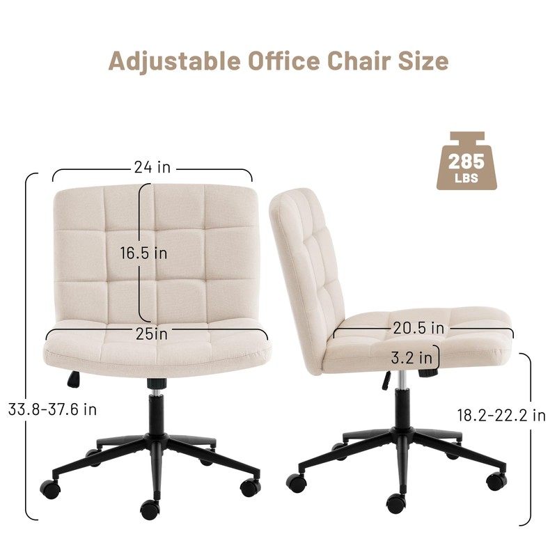 Furniliving Home Office Desk Chair with Wheels,Criss Cross Legged Wide