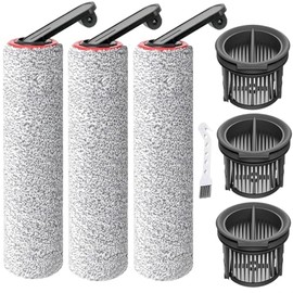 (7pcs) HEPA Filters & Replacement Parts Kit Brush Rollers Compatible Parts Accessories Kit For Dreame H14/H14 Pro/H14 Dual Wet Dry Vacuum Cleaner, Replacement Inclue 3 Vacuum Filter, 3 Brush Rollers