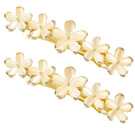 GORGECRAFT 1 Box of 3 Hair Clips with Flower Opal 6.7 cm Vintage Hair Clips Made of Cat's Eye Alloy French Hair Pin Decorative Hair Accessory for Women Thick Fine Hair Prom