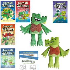 InvestiGators Book Series Set 3 has MerryMakers Flip Doll (Mango Side A, Brash Side B), InvestiGators, Take the Plunge, Off the Hook, Ants in Our P.A.N.T.S., Braver and Boulder, Total 5 Books, Bag(10)