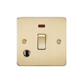 Knightsbridge FP8341FBB Brushed Brass FPAV8341FBB Flat Plate 20A 1G Dp Switch with Neon & Flex Outlet