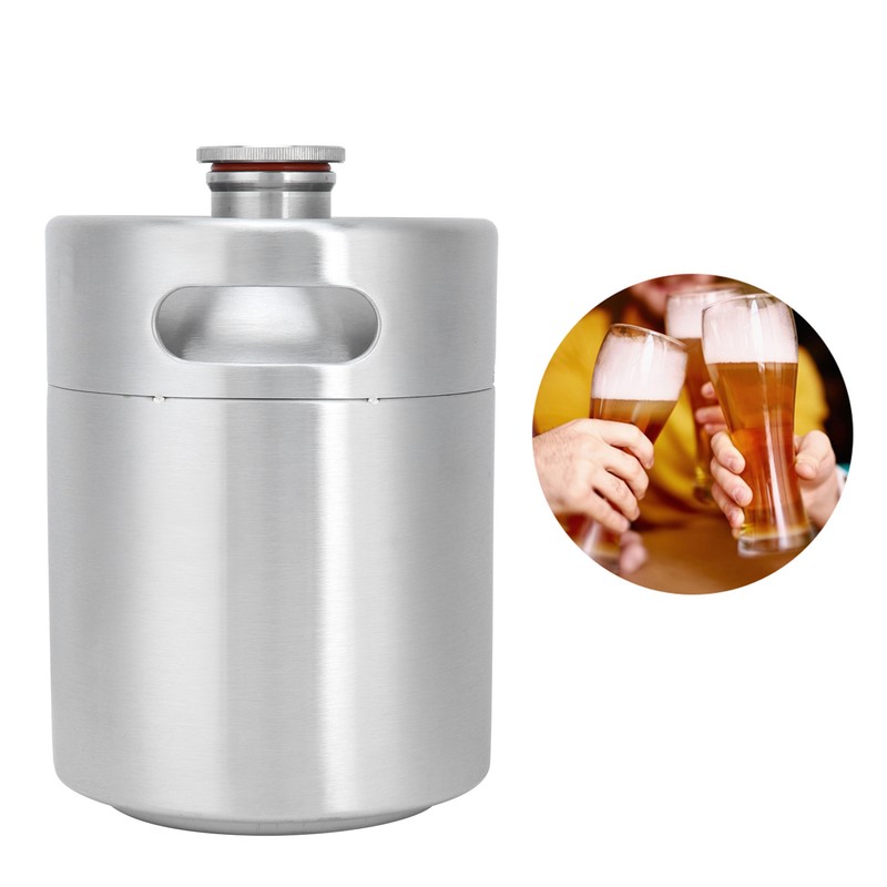 2L Beer Keg Mini Stainless Steel Beer Barrel with Spiral