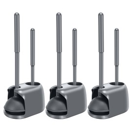 SetSail Toilet Brush and Plunger Set, 3 Pack Toilet Plungers for Bathroom with Holder Heavy Duty Toilet Bowl Brush and Holder Hidden for Deeply Cleaning - Gray