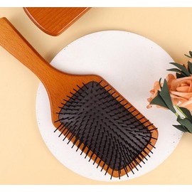 Wooden Paddle Cushion Scalp Massage Hairbrush Paddle Brush (Small) 2ea