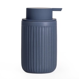 Autumnlife Soap Dispenser Ceramic - 12oz Refillable Hand Lotion Dispenser Bathroom, Modern Liquid Soap Dispenser with Pump, Dish Soap Dispenser for Kitchen, Stripe Blue