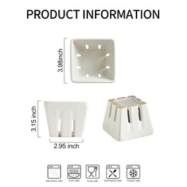 Gomakren Ceramic Berry Basket Set of 2, Square Fruit Bowls with Holes, Rustic Fruit Basket Containers for Kitchen, Berries, Strawberry, Grape, Cherry - Cream White