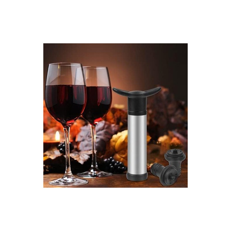 Wine Vacuum Pump & 2 Stoppers – Stainless Steel Wine