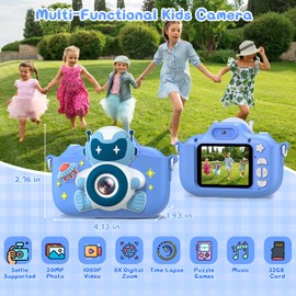 Gofunly Kids Camera, Kids Digital Camera for Boys Girls, Selfie Camera for Kids with 32GB Card, 1080P Video Childrens Camera for Age 3-12 Years Birthday