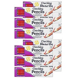 Charles Leonard Checking Pencil with Eraser, Red, 12 Per Box, 12 Boxes