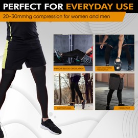 Doc Miller Thigh High Calf Sleeves Compression Hose 20-30 mmHg Opaque Stockings (Black, Medium)