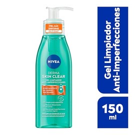 NIVEA Derma Skin Clear Gel Limpiador Anti-imperfecciones (150 ml), con Ácido Salicílico, Sal Marina y Niacinamida. Elimina los puntos negros y blancos
