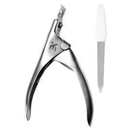 XE Edelstahl-Knipser für künstliche Nagelspitzen – Professioneller Nagelverlängerungsknipser mit Einweg Nagelfeile, Maniküre-Pediküre-Acryl, Gel-Nagelschneider – ideales Nagelkunst-Schneidewerkzeug