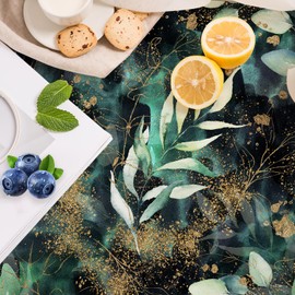 HAOKHOME Self Adhesive Shelf Liner and Drawer Liner Black Floral, Peel and Stick Cabinet Liners, Kitchen Cabinets and Cupboard, Bathroom Drawers, Black/Green/Matte Gold 17.3in x 6.5ft