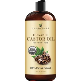 Handcraft Blends 100% Pure Castor Oil - Huge 16 OZ - All Natural Premium Quality "Moisturizes & Protects Dry Skin" Used for Hair Growth, Eyelashes, Joint and Muscle Pain