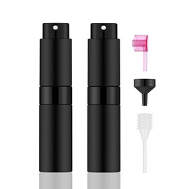 Lil Ray - Botellas atomizadoras recargables de viaje de 8 ml, mini pulverizador de colonia para hombres y mujeres (2 unidades, negro)