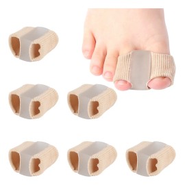 6 Pzs Separador Dedo Pies Gel Doble Bucle Corrector Juanete Beige