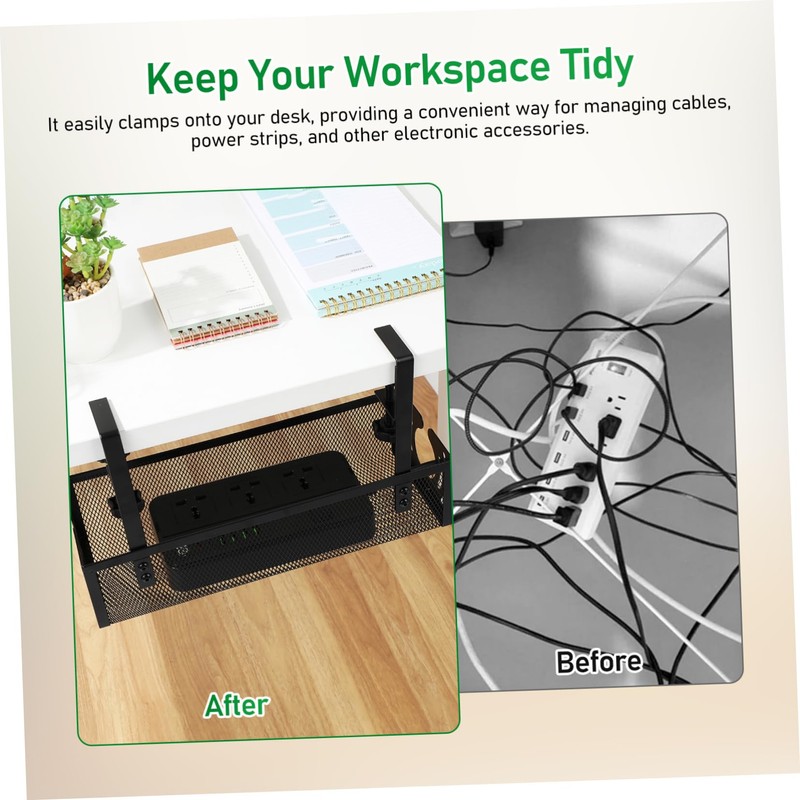 TEHAUX 1 Set Under Desk Cable Tray Wire Organizer with