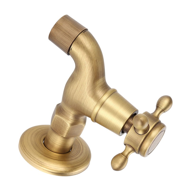 Wall Mounted Vintage Solid Brass Faucet Single Cold Water Tape