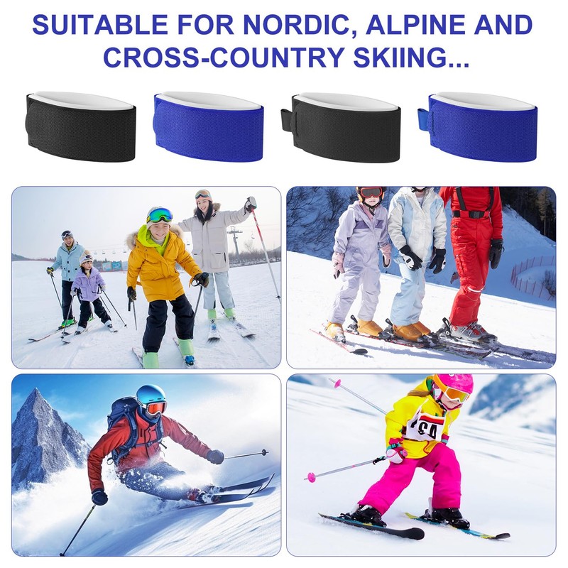 Pack of 8 Ski Fastening Straps, Adjustable Ski Straps for