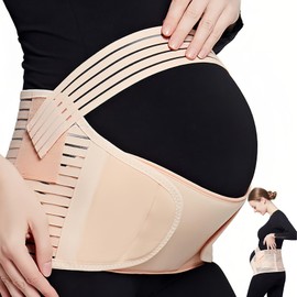 Ideal Swan 3 in 1 Pregnancy Support Belt, Adjustable Pregnancy Belly Band Back Support, Breathable Maternity Belly Bands Relieve Lower Back, Pelvic, and Hip Pain for Pregnancy, XL