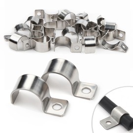 25 Pcs Pipe Clips 20mm Pipe Clamp Single-Hole Pipe Brackets V2A Stainless Steel U Brackets Heavy Duty Cable Clamps Fasteners for Ø 19-20.5mm Cables Water Pipes Fixing Flush Installation