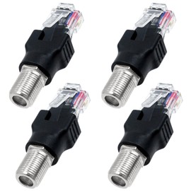 SRLWMYI RF to RJ45 Coaxial Converter, Pack of 4 Moca Adapter, Router Cable Connection RF Female to RJ45 Male Coaxial Barrel Adapter for Line Teste