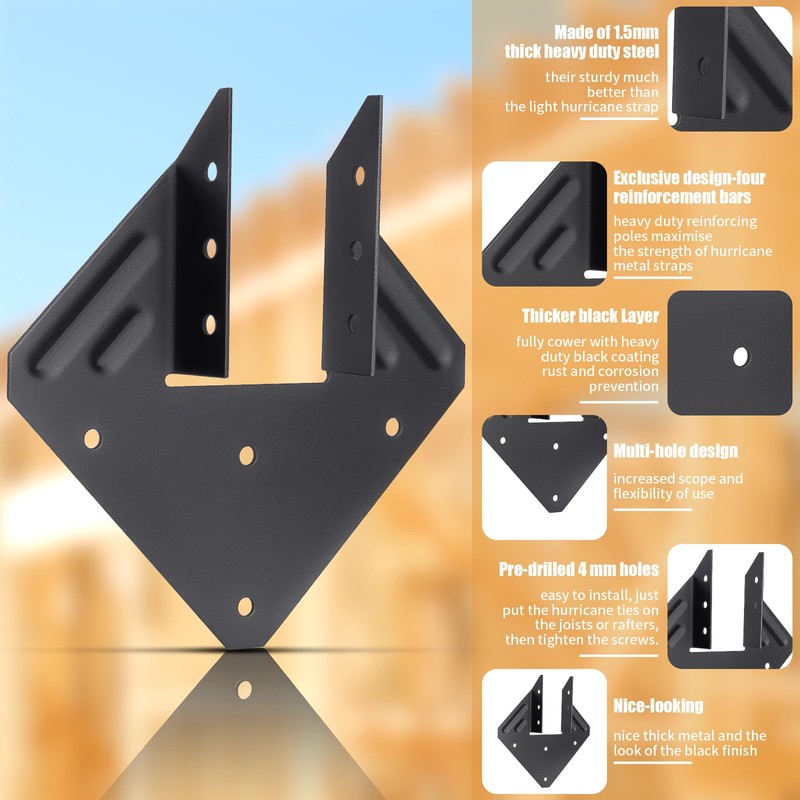 Hurricane Ties for Rafter 24 Pack 16-Gauge Hurricane Straps Brackets