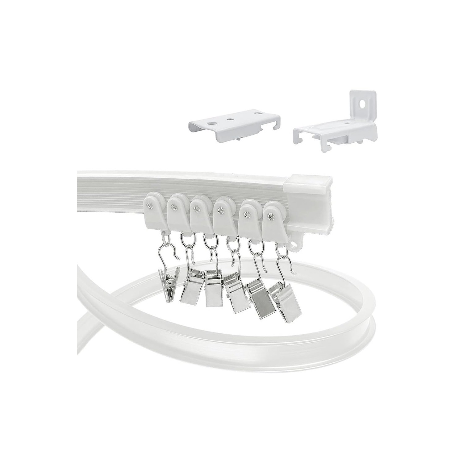 Yimisya Flexible Bendable Ceiling Curtain Track, Wall Mount Heavy Duty ...