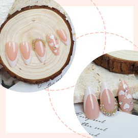 24Pcs Valentine's Day Press on Nails with White French Love Design, Glossy Almond Glitter Heart False Nails Full Cover Stick on Nails Acrylic Sparkly Manicure Art Acrylic Artificial Nails for Women