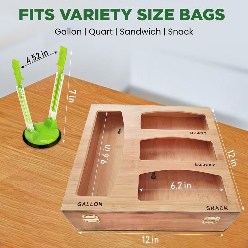 Ziplock bag organizer. Food bag storage. Wood Station. Wooden Nest.